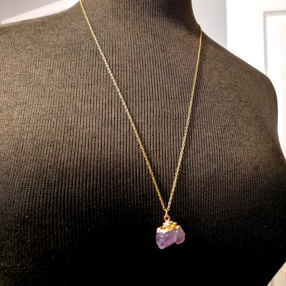Lavender Gold and Quartz Necklace